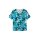 Shirt with cut-out and pearls, turquoise patterned