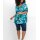 Shirt with cut-out and pearls, turquoise patterned