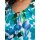Shirt with cut-out and pearls, turquoise patterned