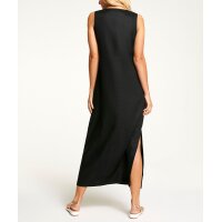 Maxi-Leinenkleid m. Schmuckapplikation, schwarz