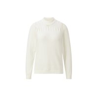 Feinstrickpullover m. Stehkragen und Netzmuster, ecru