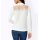 Fine Knit Pullover with Stand-Up Collar and Mesh Pattern, ecru
