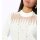 Fine Knit Pullover with Stand-Up Collar and Mesh Pattern, ecru