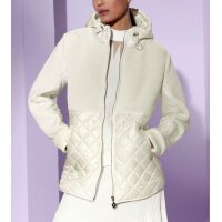 Materialmix-Jacke m. Kapuze, ecru