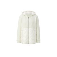 Materialmix-Jacke m. Kapuze, ecru