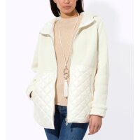 Mixed Material Jacket with Hood, ecru