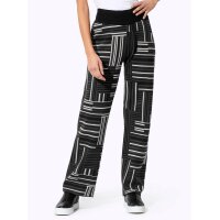 Glanzgarn-Jacquard-Strickhose, graphit-schwarz-gemustert