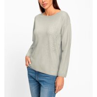 Pullover with lettering and glitter stones, light grey marl