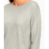 Pullover with lettering and glitter stones, light grey marl