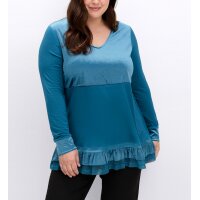 Materialmix-Shirt m. Volants, topas