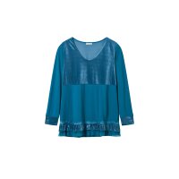 Materialmix-Shirt m. Volants, topas