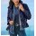 Stand-up collar quilted jacket, navy