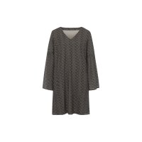 Druckkleid m. Trompetenärmel, graphit-sesam