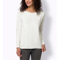 Sweatshirt m. Schriftzug und Zierperlen, ecru