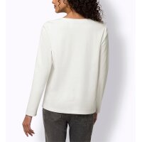 Sweatshirt m. Schriftzug und Zierperlen, ecru