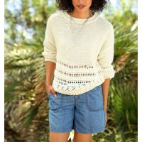 Ajourmuster-Pullover, champagner