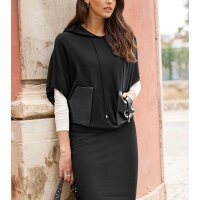 3/4-Arm-Kapuzenpullover, schwarz