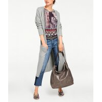 Longstrickjacke, grau-melange