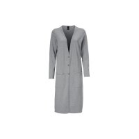 Longstrickjacke, grau-melange