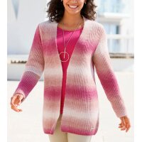 Longstrickjacke, rosenquarz-fuchsia