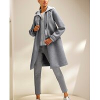 Kurzmantel in Layering-Optik, steingrau-meliert