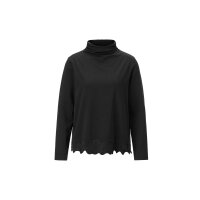 Langarmshirt m. Spitze am Saum, schwarz