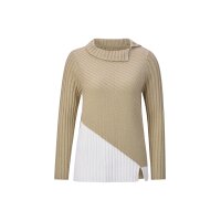 Glanzgarnstrick-2-Teiler, beige-ecru-gemustert