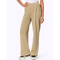 Glanzgarnstrick-2-Teiler, beige-ecru-gemustert