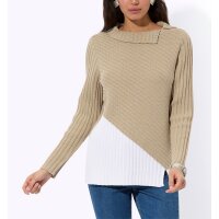 Glanzgarnstrick-2-Teiler, beige-ecru-gemustert