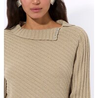 Glanzgarnstrick-2-Teiler, beige-ecru-gemustert