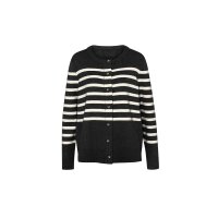Strickjacke m. Streifen-Dessin, schwarz-ecru