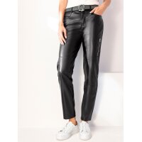 Lederimitathose m. Zipper-Details, schwarz