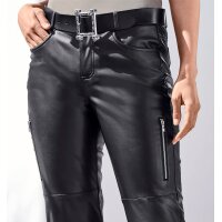 Lederimitathose m. Zipper-Details, schwarz