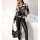 Lederimitathose m. Zipper-Details, schwarz