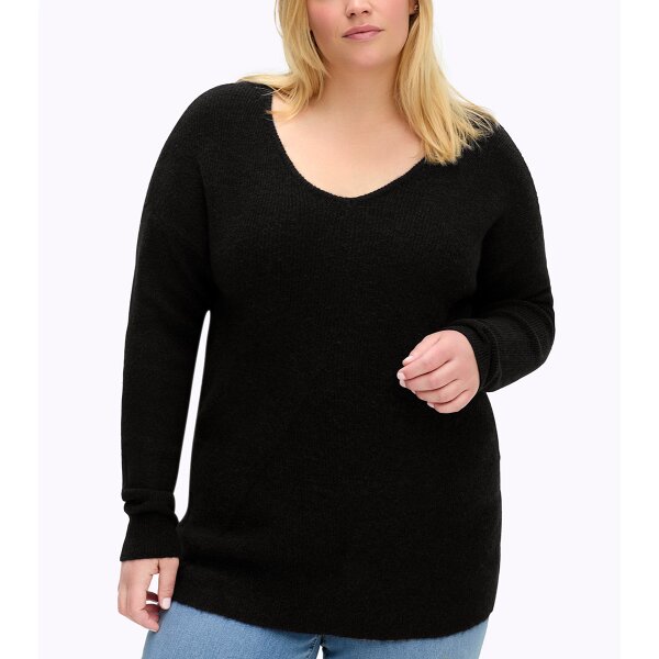 Pullover in Rippstruktur, tiefblau-meliert
