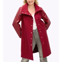 Materialmix-Kurzmantel im Biker-Stil, kirsche