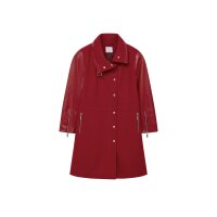 Materialmix-Kurzmantel im Biker-Stil, kirsche