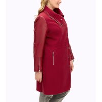 Mixed-material short coat in biker style, cherry