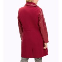 Mixed-material short coat in biker style, cherry