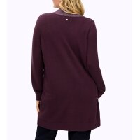 Longpullover m. hohem Schlitz und Glitzerblende, burgund-flieder-meliert