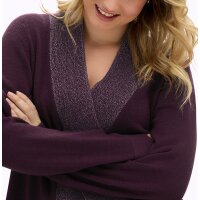 Longpullover m. hohem Schlitz und Glitzerblende, burgund-flieder-meliert