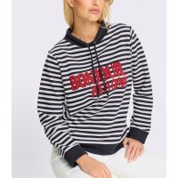 Sweatshirt m. Ringelmuster, ecru-marine-bedruckt
