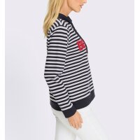 Sweatshirt m. Ringelmuster, ecru-marine-bedruckt