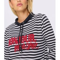 Sweatshirt m. Ringelmuster, ecru-marine-bedruckt