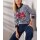 Sweatshirt m. Ringelmuster, ecru-marine-bedruckt