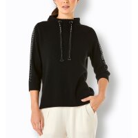 3/4-Ärmel-Pullover m. Glitzersteinchen, schwarz