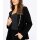 Kelnių kostiumas su kontrastingai apsiūtais kraštais, juodai-ekriu