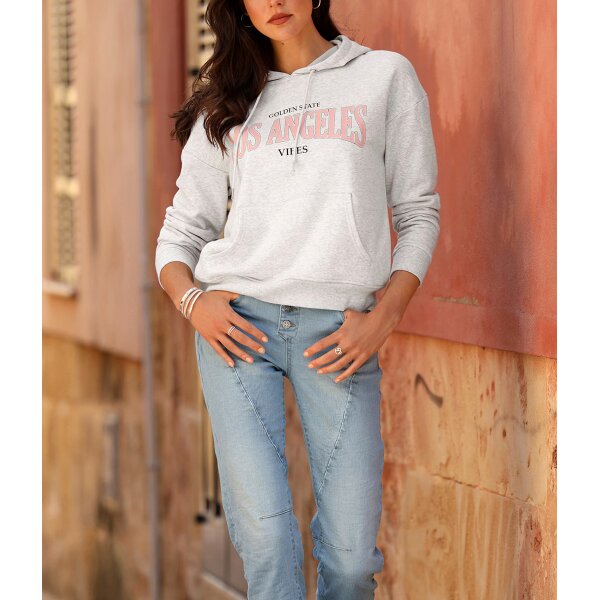 Sweatshirt with kangaroo pocket, light grey marl