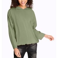 Schlupfbluse m. Krempelärmel und Kapuze, khaki