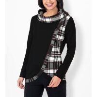 Sweatshirt m. karierten Jersey-Einsätzen, schwarz-gemustert